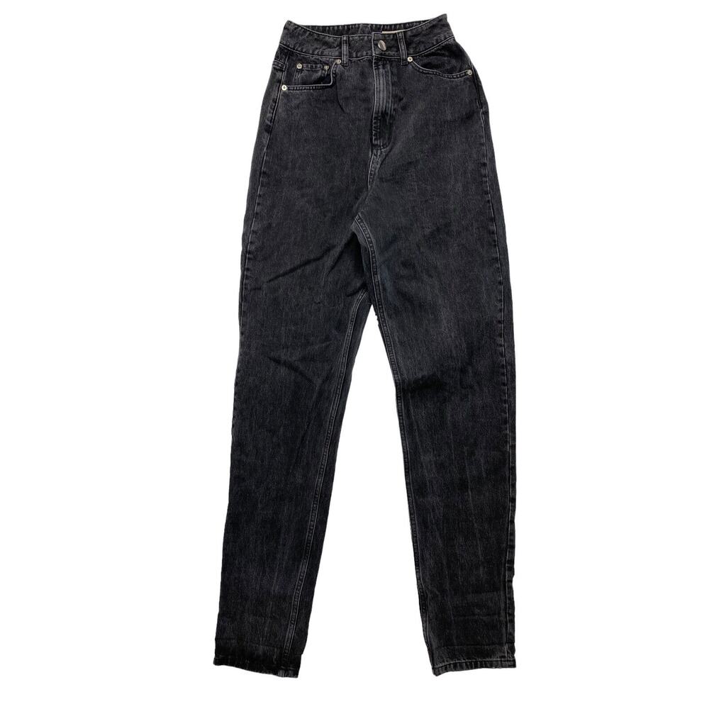 ASOS DENIM Mens Charcoal Wash Jeans Size 26 x 36 High Rise Black Tapered